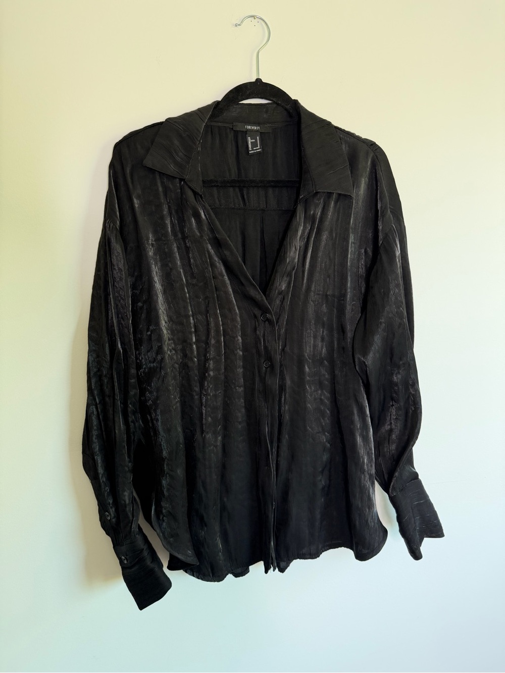 Holidays Black Satin Button-Up Blouse Jacket